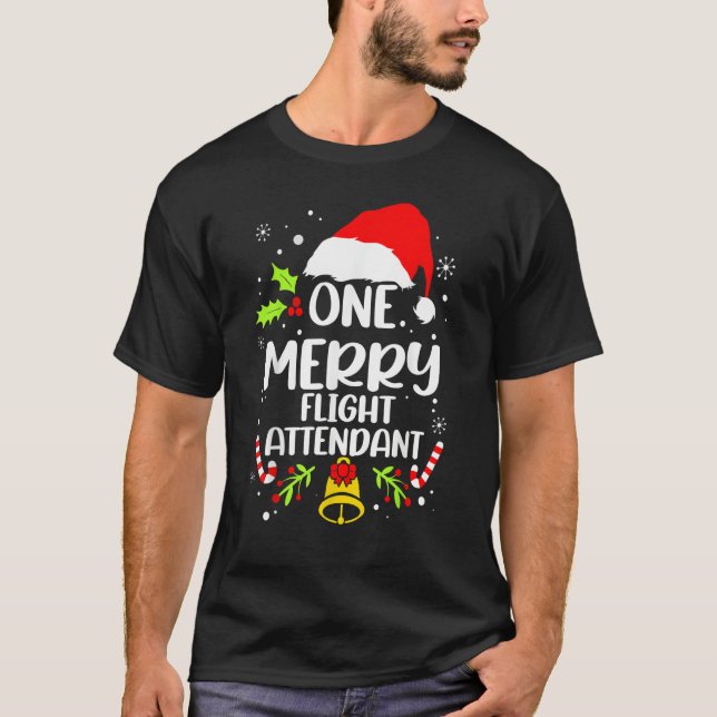 Flight Attendant  One Merry Flight Attendant T-Shirt (Vorderseite)