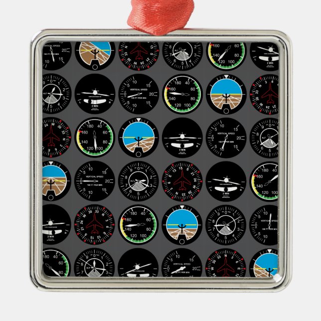 Flight Instruments Silbernes Ornament (Vorne)