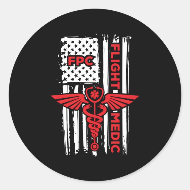 Flight Medic American Flag Paramedic Emerge Runder Aufkleber (Vorderseite)