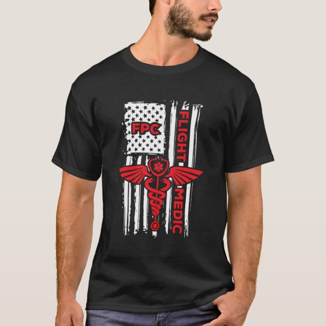 Flight Medic American Flag Paramedic Emerge T-Shirt (Vorderseite)