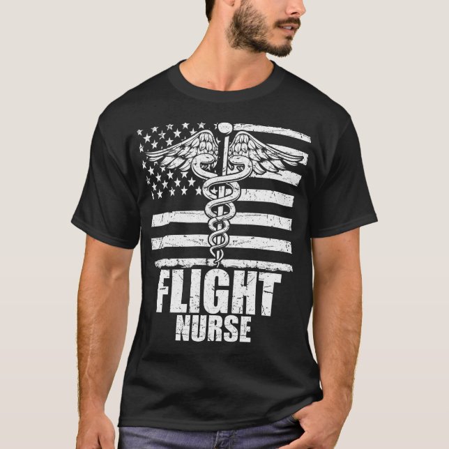 Flight Nurse American Flag T-Shirt (Vorderseite)