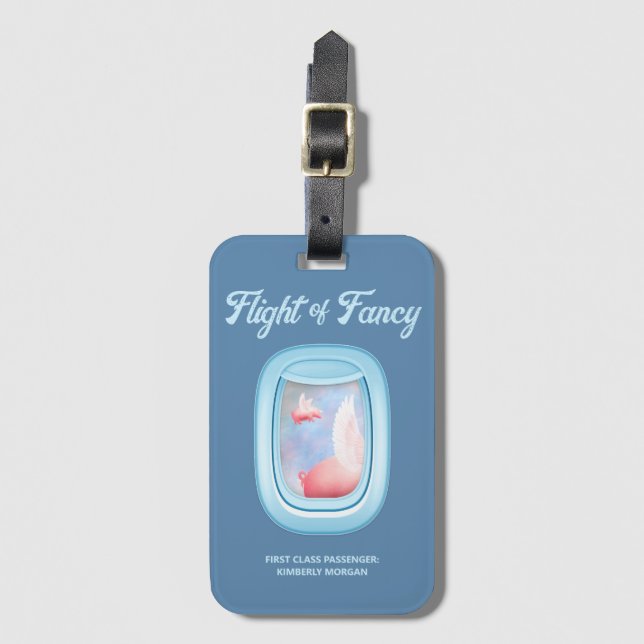 Flight of Fancy-Pigs Flying Past Airplane Window Gepäckanhänger (Vorderseite Vertikal)