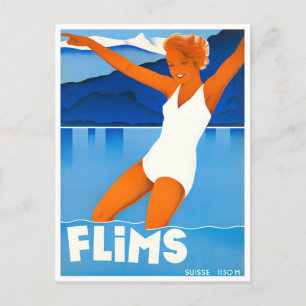 Flims Schweiz Jahrgang Reise Postkarte
