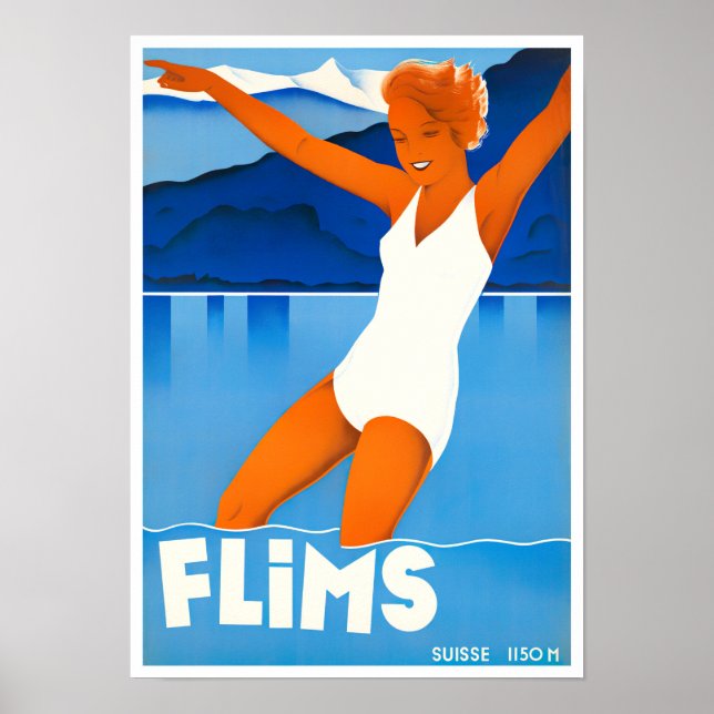 Flims Switzerland Vintage Poster (Vorne)
