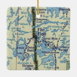 Flin Flon Manitoba Vintage Karte Keramikornament