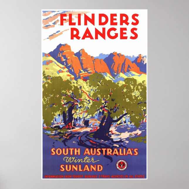 Flinders Ranges Vintage Travel Poster (Vorne)