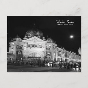 Flinders Station Melbourne Black & White Postcard Postkarte
