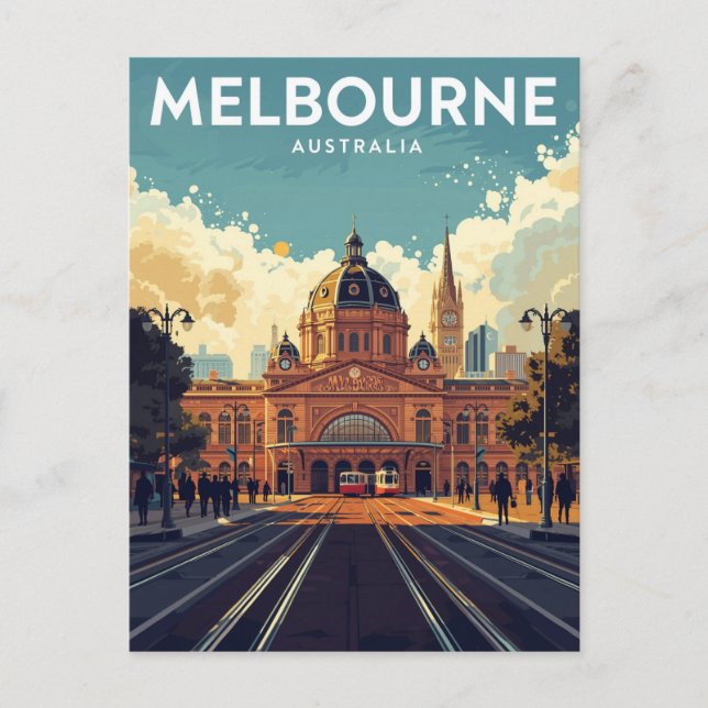 Flinders Street Station Melbourne Postkarte (Vorderseite)