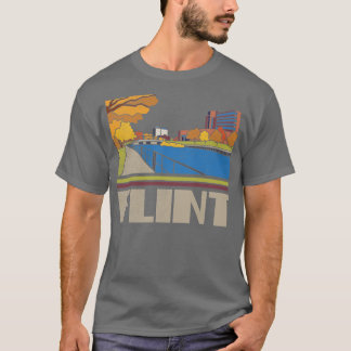 Flint City Vintag Traveller Geschenk Skyline Silho T-Shirt