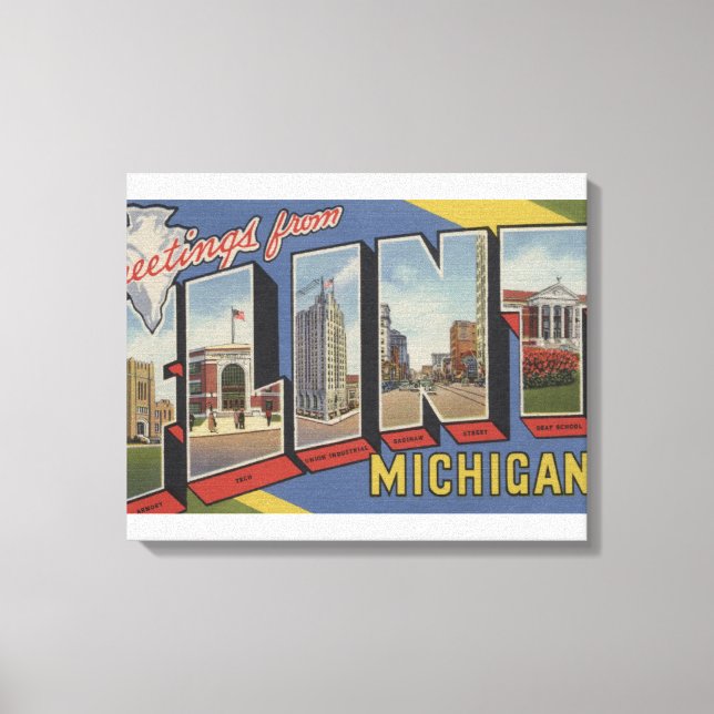 Flint, MichiganLarge Letter ScenesFlint, MI 2 Leinwanddruck (Vorderseite)