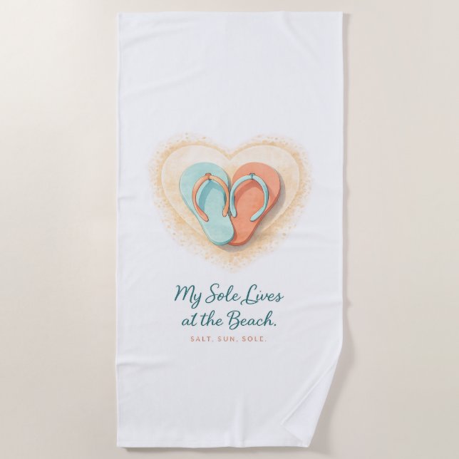 Flip Flop Heart Beach Towel – Salt Sun Sole Strandtuch (Vorderseite)