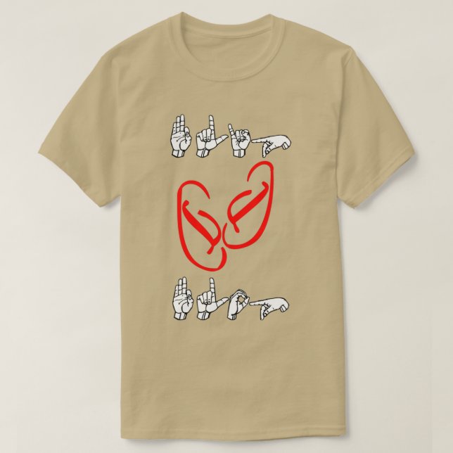 FLIP FLOP plus flip flops ASL Sign Language Design T-Shirt (Design vorne)