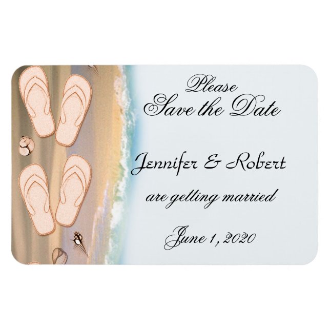 Flip Flops auf Beach Wedding Save the Date Magnet (Horizontal)