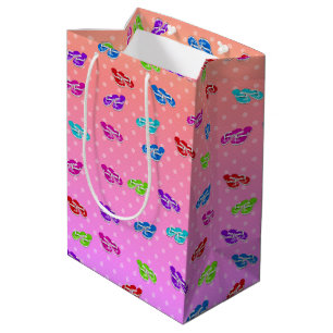 Flip-Flops auf Rainbow Polka Dot Wrapping Paper Mittlere Geschenktüte