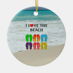 Flip Flops Beach Liebe, farbenfrohe Gestaltung, Keramik Ornament