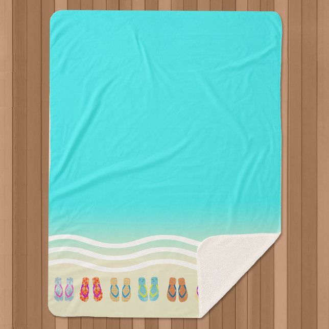 Flip Flops Beach Waves Blue Sherpadecke (Von Creator hochgeladen)