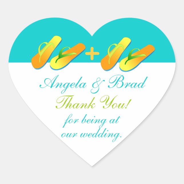 Flip Flops Beach Wedding Gefallen Stickers Danke (Vorderseite)