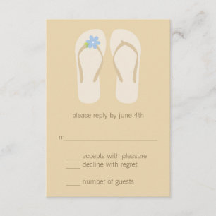 Flip Flops Beach Wedding RSVP Cards - Blau Karte