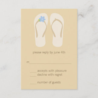 Flip Flops Beach Wedding RSVP Cards - Blau Karte