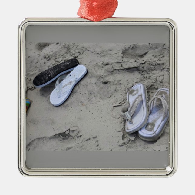 FLIP FLOPS BEACHY CHRISTMAS ORNAVIERUNG SILBERNES ORNAMENT (Vorne)