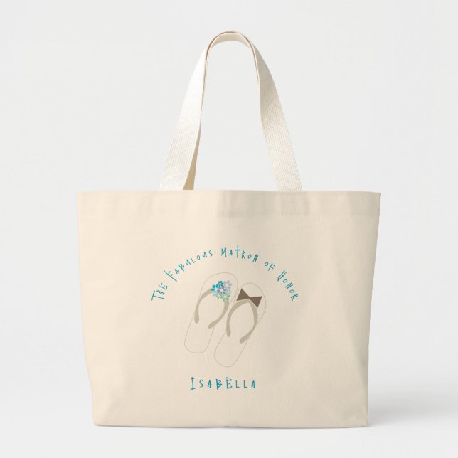 Flip Flops Blume Beach Wedding Tote Bag Jumbo Stoffbeutel (Vorne)