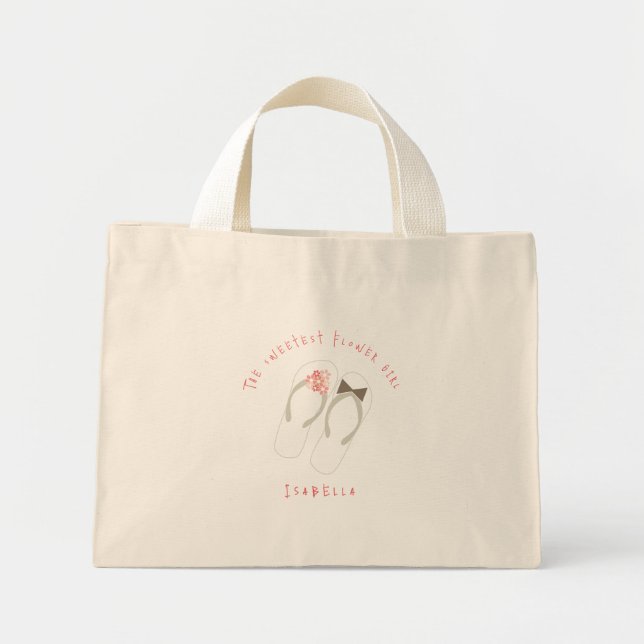 Flip Flops Blume Beach Wedding Tote Bag Mini Stoffbeutel (Vorne)
