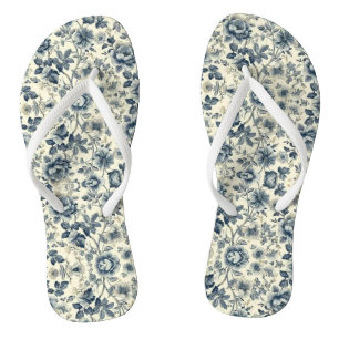 Flip Flops Blumen viktorianisch Blau & Beige Blume