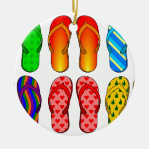 Flip Flops farbenfrohe Fun Beach Thema Sommergesch Keramikornament
