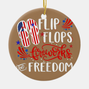 Flip Flops Feuerwerke und Freiheit 4. Juli Keramik Ornament