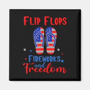 Flip Flops Fireworks und Freedom American Flag 4. Magnet