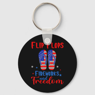 Flip Flops Fireworks und Freedom American Flag 4. Schlüsselanhänger