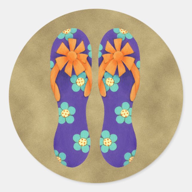 Flip Flops floraler Aufkleber (Vorderseite)
