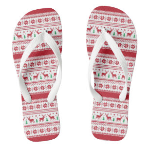 Flip Flops für Red Fair Isle Design