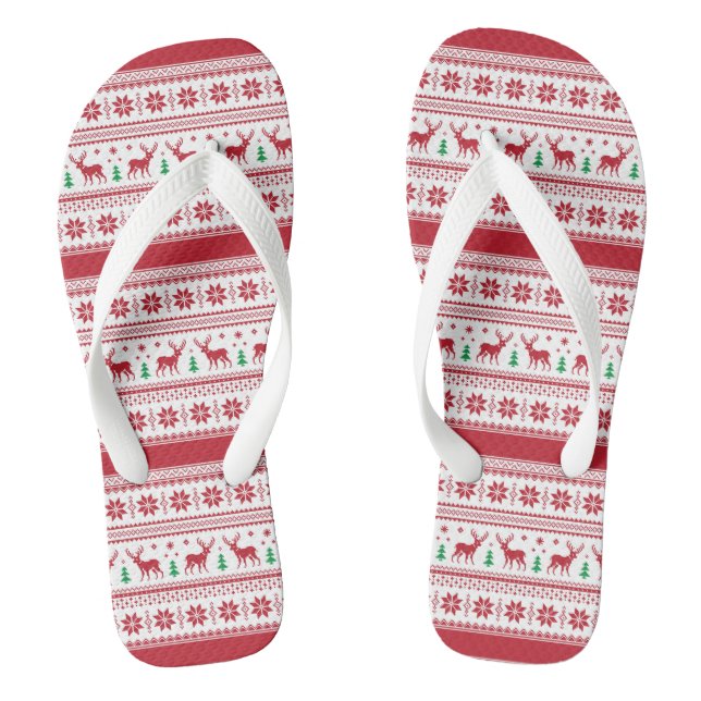 Flip Flops für Red Fair Isle Design (Fußbett)