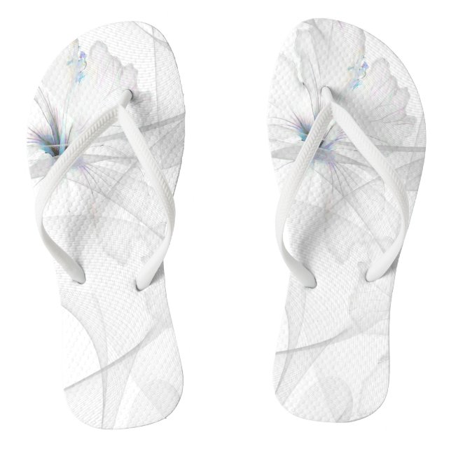 Flip Flops für Women Veil Covered White Hibiskus (Fußbett)