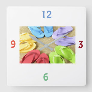 ***FLIP FLOPS GALORE*** SCHLIESSEN QUADRATISCHE WANDUHR