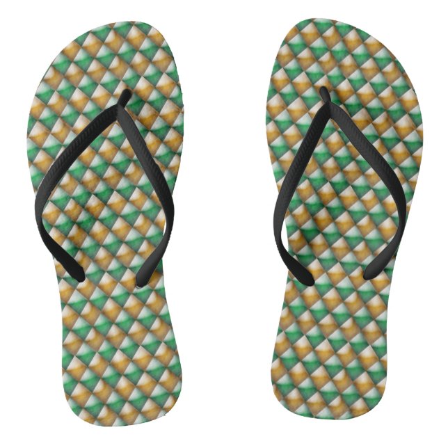 Flip Flops - Green und Gold Diamond Shapes (Fußbett)