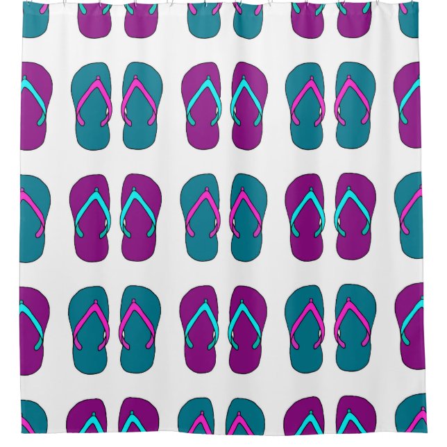 Flip Flops: Hellweiß Vintag. Duschvorhang (Vorderseite)