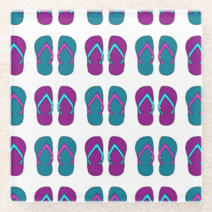 Flip Flops: Hellweiß Vintag. Glasuntersetzer