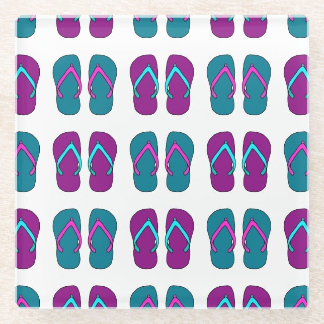 Flip Flops: Hellweiß Vintag. Glasuntersetzer (Vorderseite)