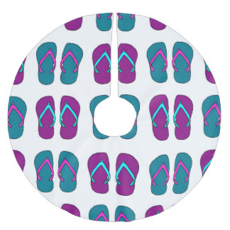 Flip Flops: Hellweiß Vintag. Polyester Weihnachtsbaumdecke