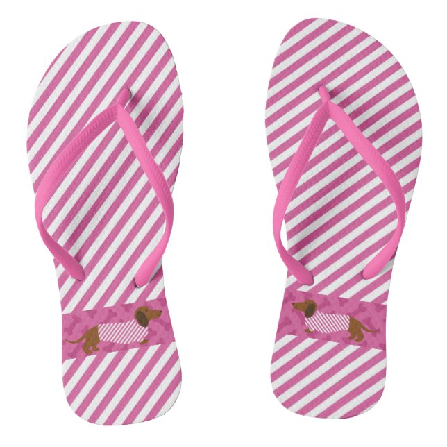 Flip Flops in Rosa und Weiß-Dackel (Fußbett)