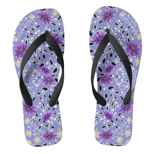 Flip Flops mit lila und gelber Trailing Blume (Fußbett)