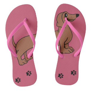Flip-Flops mit Niedlicher Dackel in Rosa Flip Flops