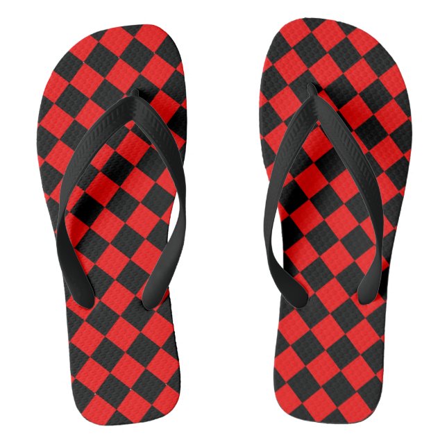 Flip Flops mit rotem und schwarzem Diamond-Muster (Fußbett)