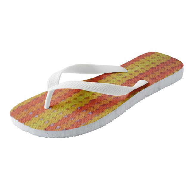 Flip Flops - Muster Gelb und Orange Crochet (Schrägansicht)