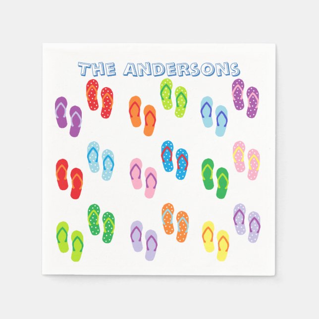 "Flip Flops" Personalisiertes Papier Napkins Serviette (Vorderseite)