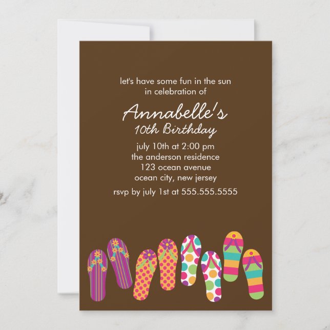Flip Flops Pool und Summer Party Einladung (Vorderseite)