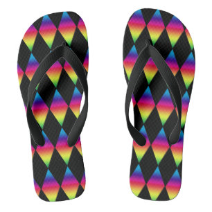 Flip Flops - Regenbogendiamanten auf schwarz