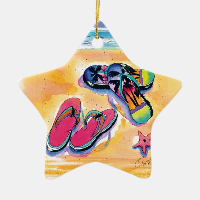 Flip-Flops-Sternschmuck Keramik Ornament (Vorne)